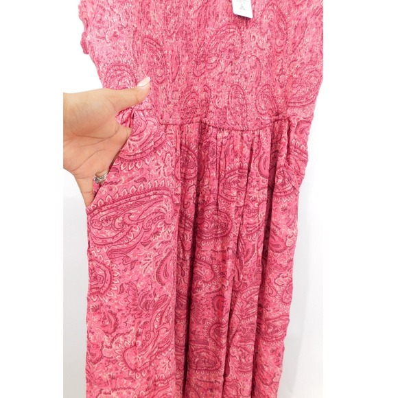 Torrid Midi Gauze Smocked Skater Dress Etched Paisley Pink Size 3X - Picture 3 of 7